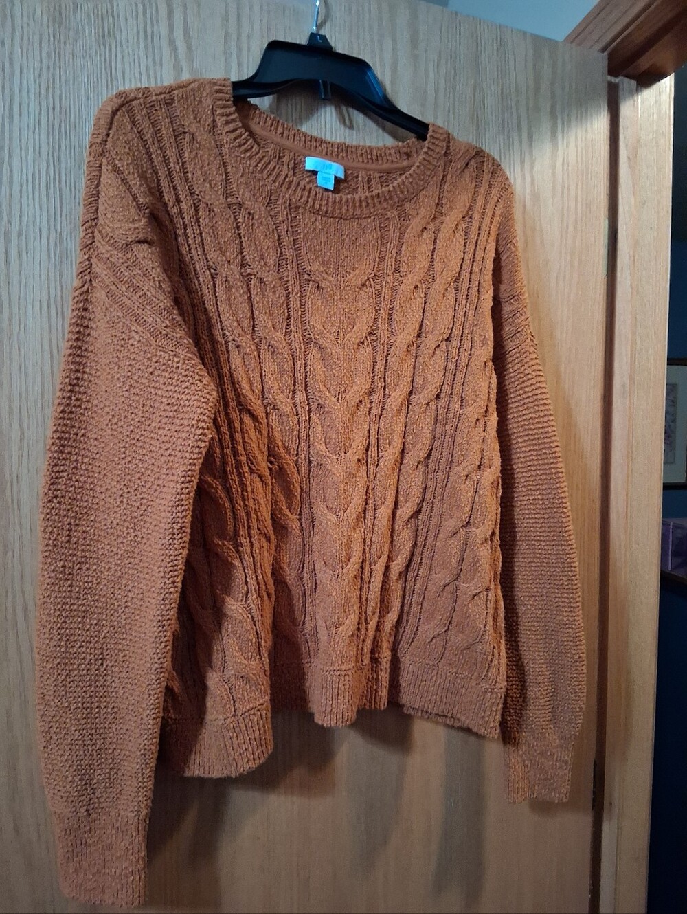 J. Jill chunky cable-knit sweater long sleeve Sweater, rust orange, Medium